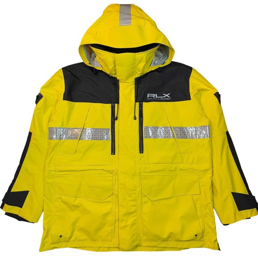 RLX Ralph Lauren Polotech Hooded Cargo Jacket Mens L Yellow Utility NWT
